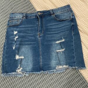 Destroyed denim skirt